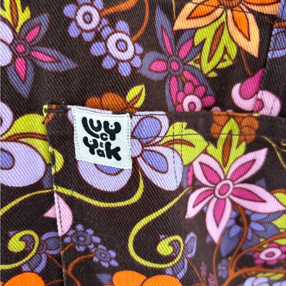 Lucy & Yak Brown Floral Romper with Pink, Purple & Orange Blooms